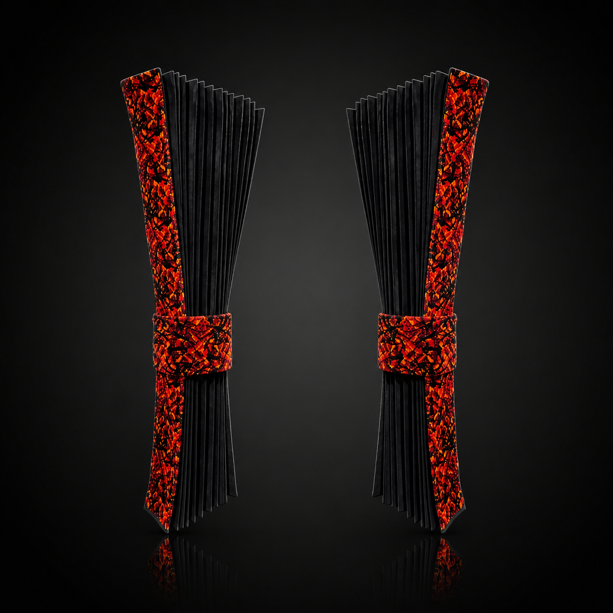 Danish Plush Red Curtains & Tiebacks