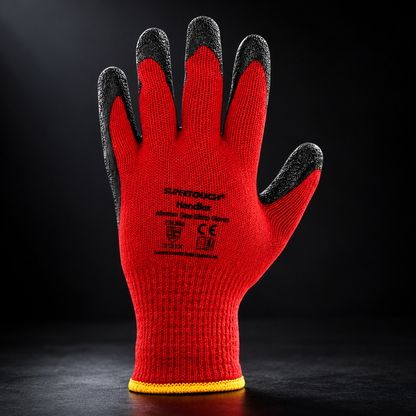 2x Pair - Supertouch SPG-2012 Latex-Palm Grip Handler Gloves (Red)